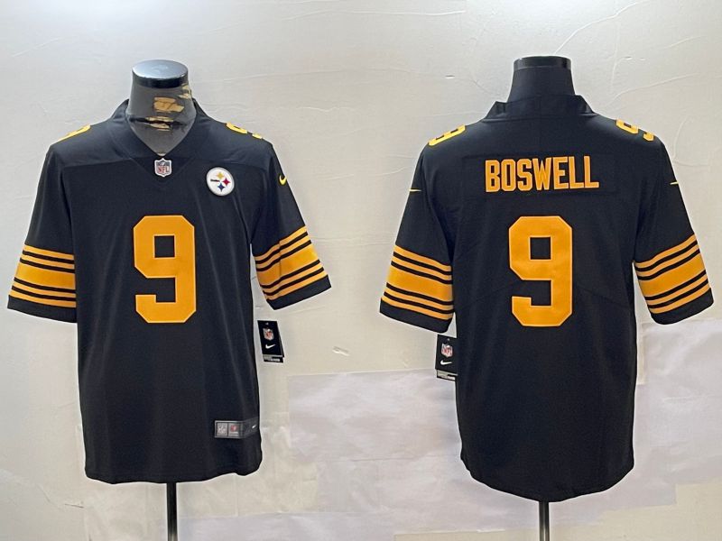 Men Pittsburgh Steelers #9 Boswell Black 2024 Nike Vapor Limited NFL Jersey style 3